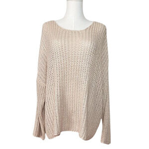 Shop the Mint Beige Cream Loose Knit Drop Shoulder Oversized Sweater Medium